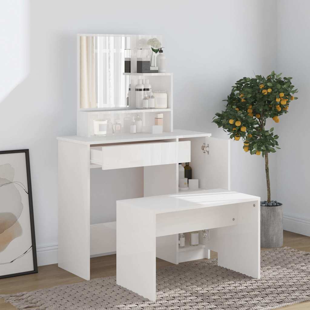 vidaXL Conjunto toucador 86,5x35x136 cm branco