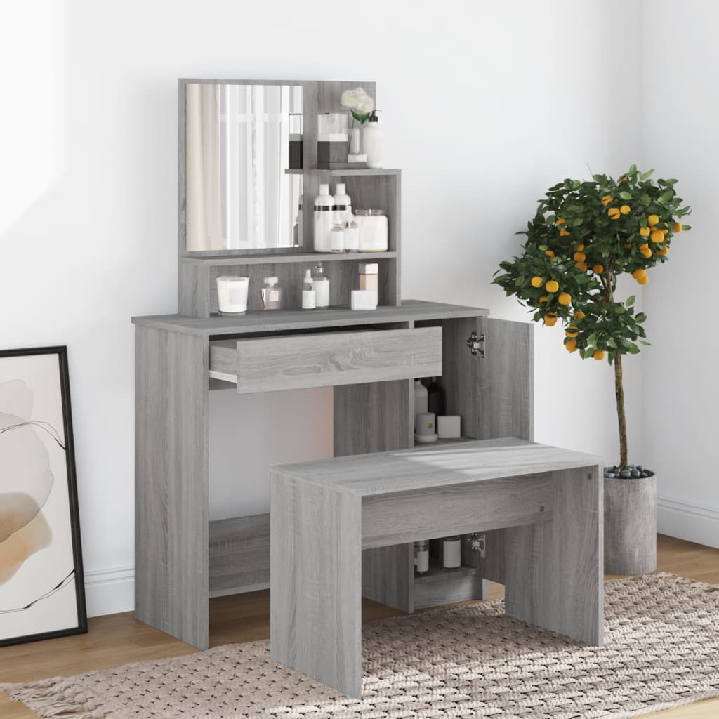vidaXL Conjunto toucador 86,5x35x136 cm branco