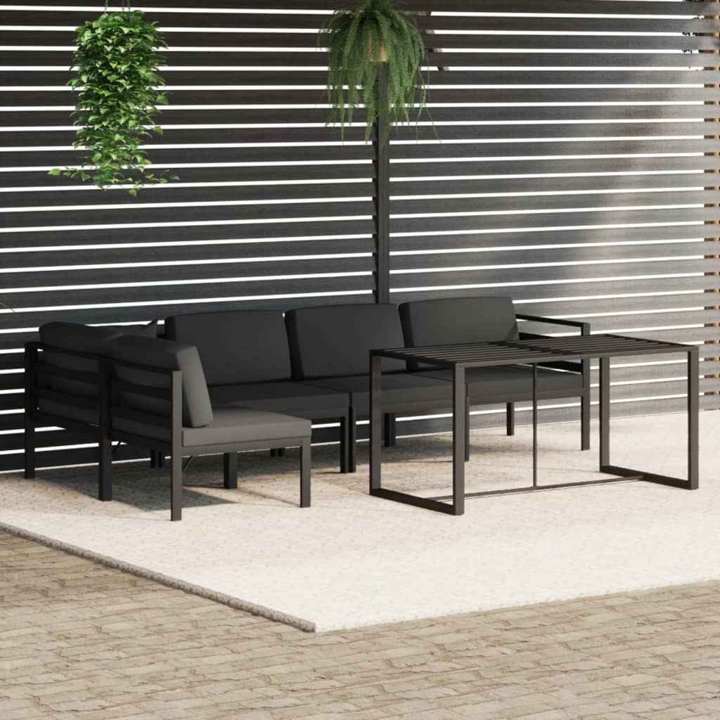vidaXL 6 pcs conjunto lounge jardim com almofadões alumínio antracite