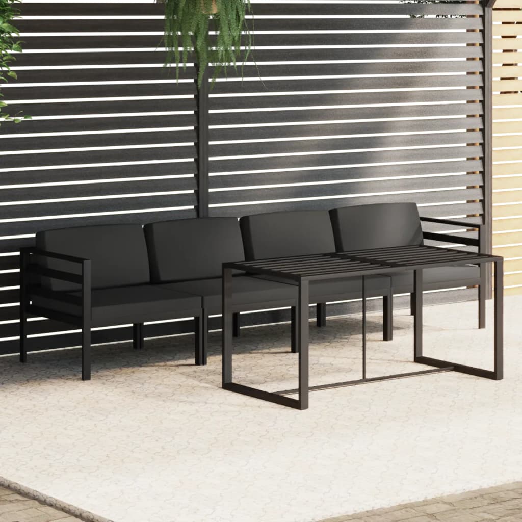 vidaXL 6 pcs conjunto lounge jardim com almofadões alumínio antracite
