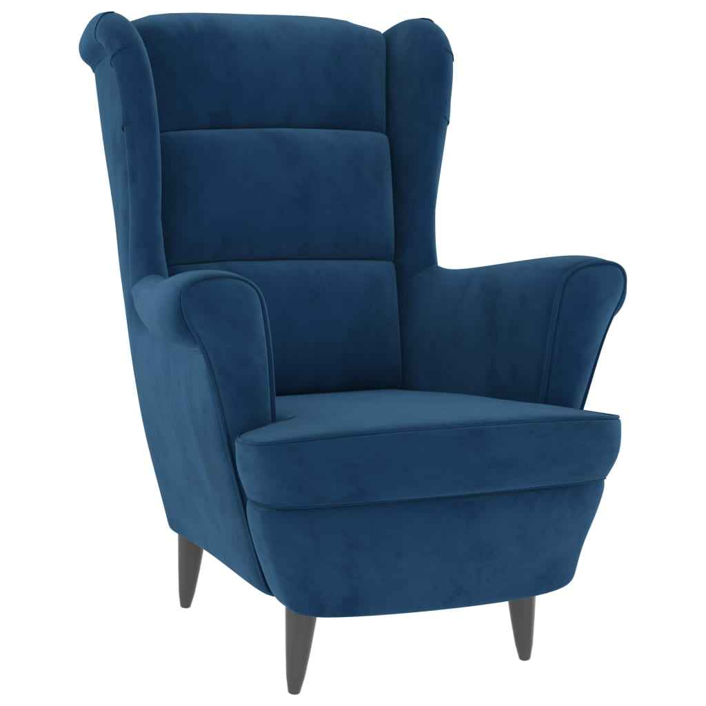 vidaXL Poltrona de descanso com banco veludo azul