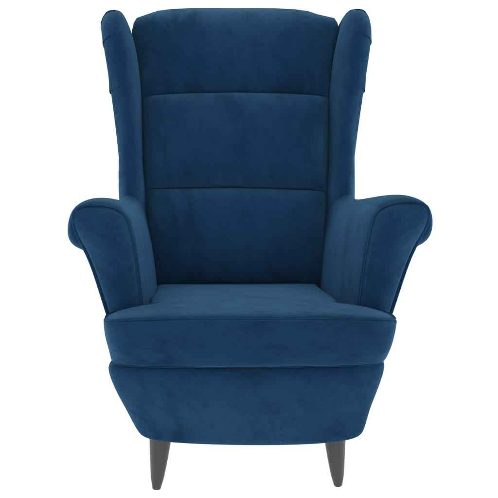 vidaXL Poltrona de descanso com banco veludo azul