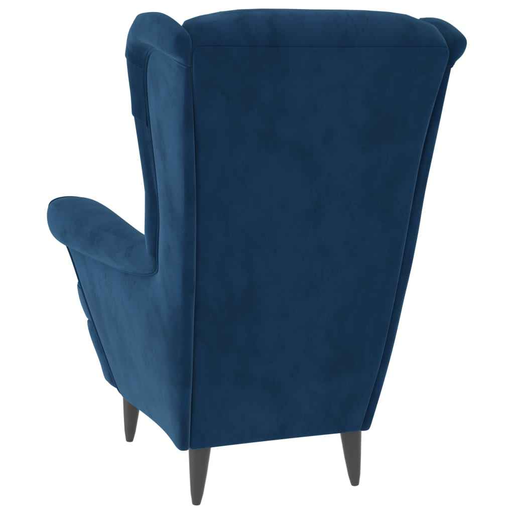 vidaXL Poltrona de descanso com banco veludo azul
