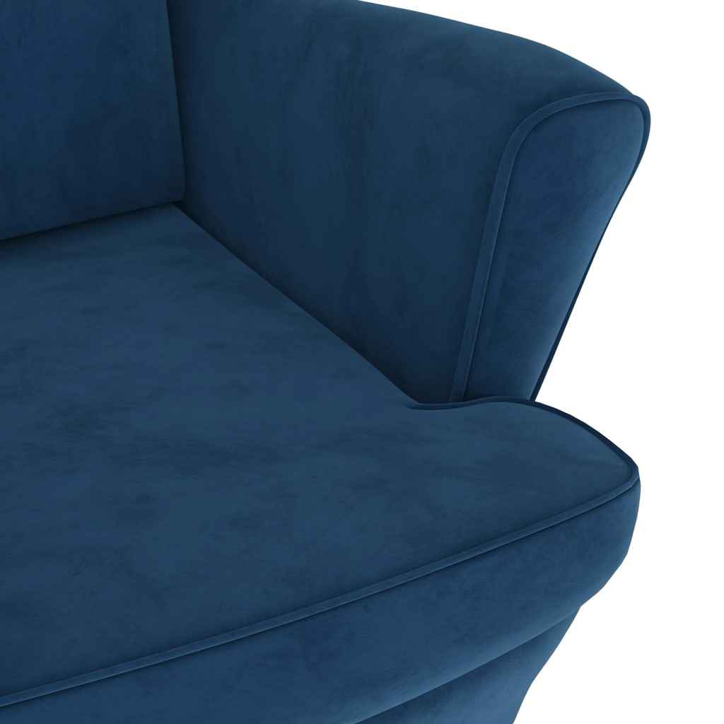 vidaXL Poltrona de descanso com banco veludo azul
