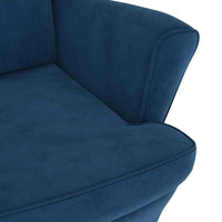 vidaXL Poltrona de descanso com banco veludo azul