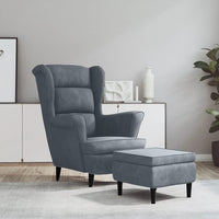vidaXL Poltrona de descanso com banco veludo azul