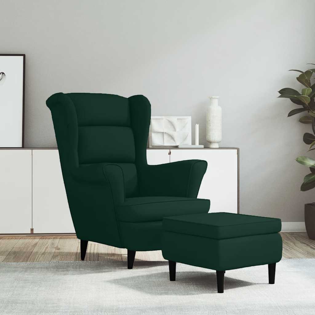 vidaXL Poltrona de descanso com banco veludo azul