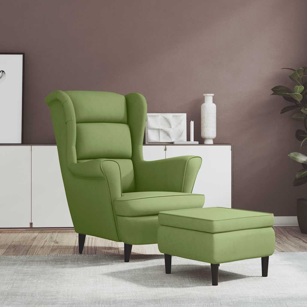 vidaXL Poltrona de descanso com banco veludo azul