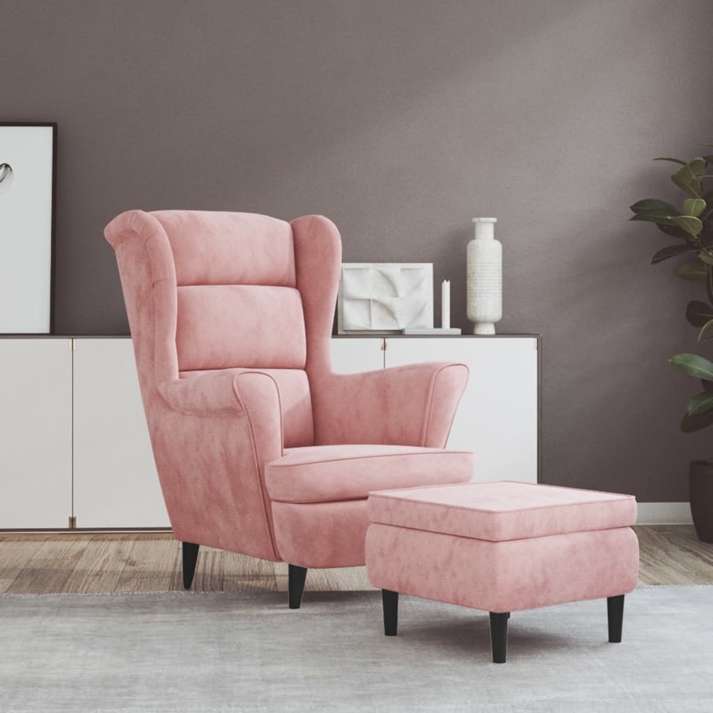 vidaXL Poltrona de descanso com banco veludo azul
