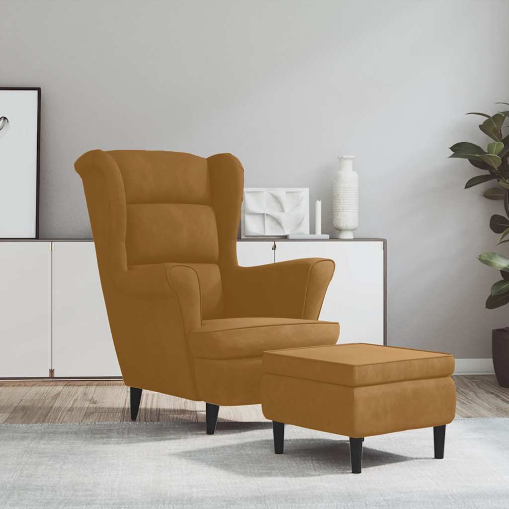 vidaXL Poltrona de descanso com banco veludo azul