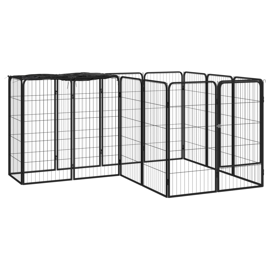 vidaXL Canil com 6 painéis 50x100 cm aço revestido a pó preto