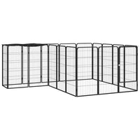 vidaXL Canil com 6 painéis 50x100 cm aço revestido a pó preto