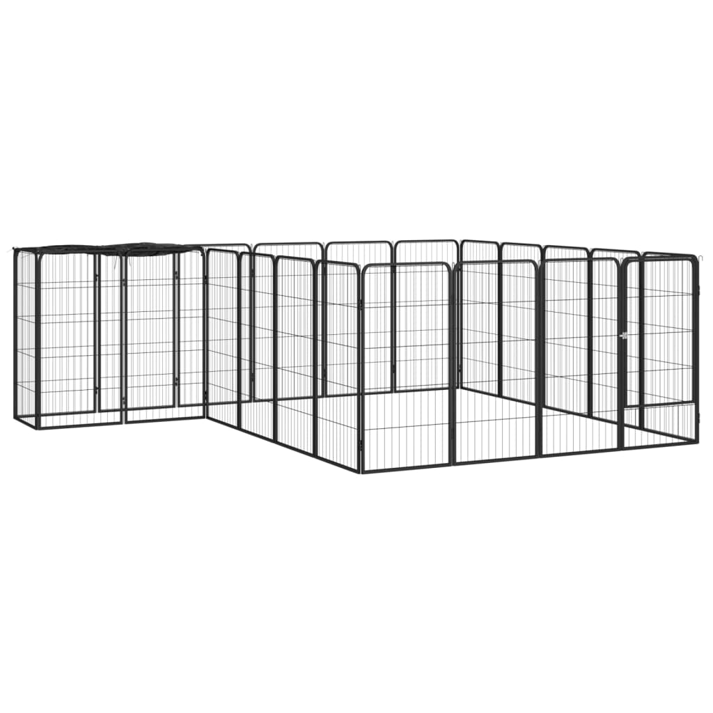 vidaXL Canil com 6 painéis 50x100 cm aço revestido a pó preto