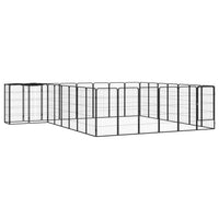 vidaXL Canil com 6 painéis 50x100 cm aço revestido a pó preto