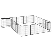 vidaXL Canil com 6 painéis 50x100 cm aço revestido a pó preto