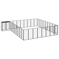 vidaXL Canil com 6 painéis 50x100 cm aço revestido a pó preto