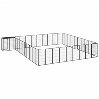 vidaXL Canil com 6 painéis 50x100 cm aço revestido a pó preto
