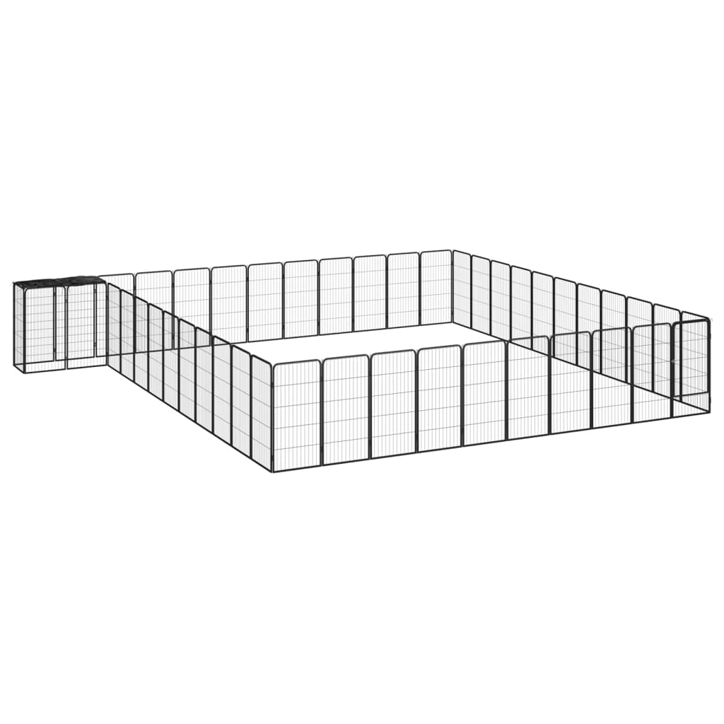 vidaXL Canil com 6 painéis 50x100 cm aço revestido a pó preto