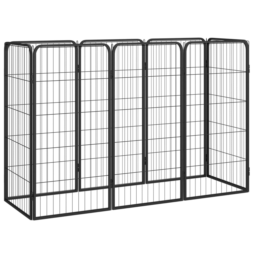 vidaXL Canil com 4 painéis 50x100 cm aço revestido a pó preto