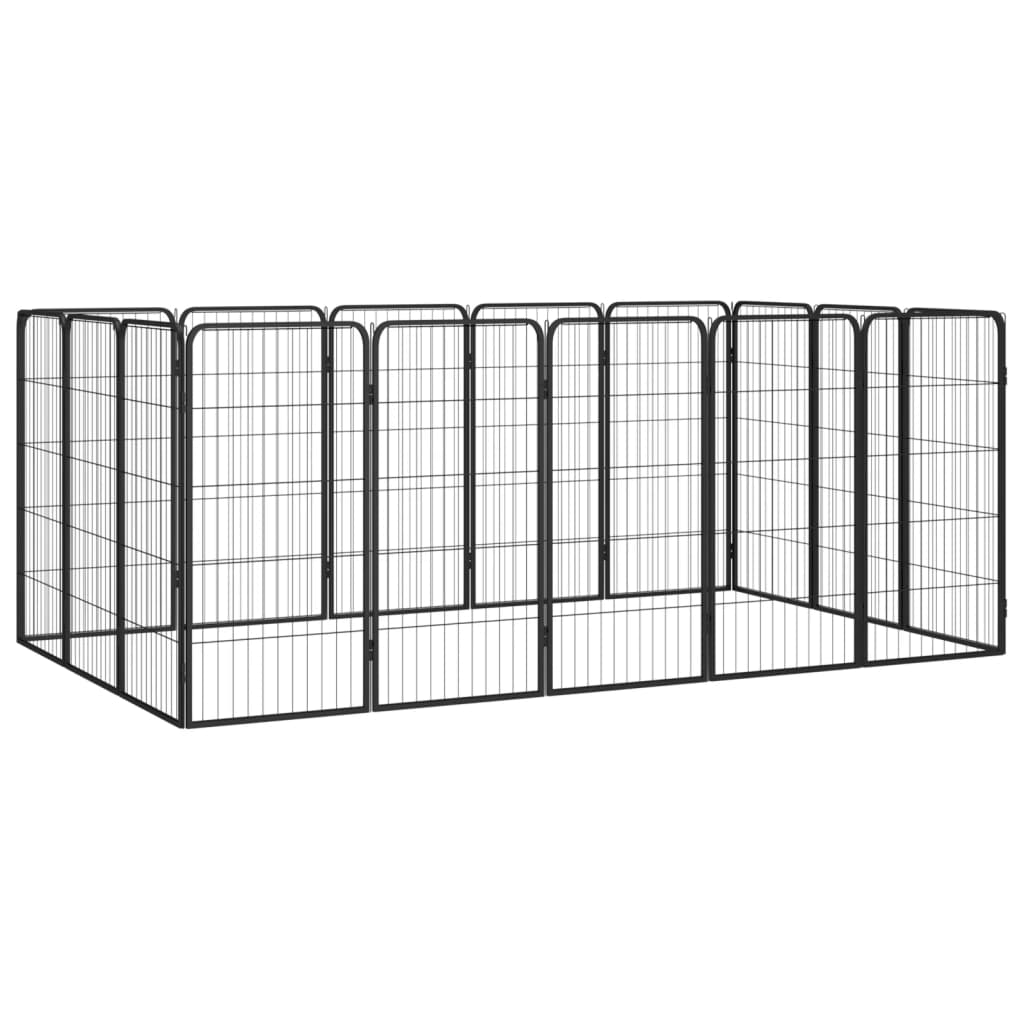 vidaXL Canil com 4 painéis 50x100 cm aço revestido a pó preto