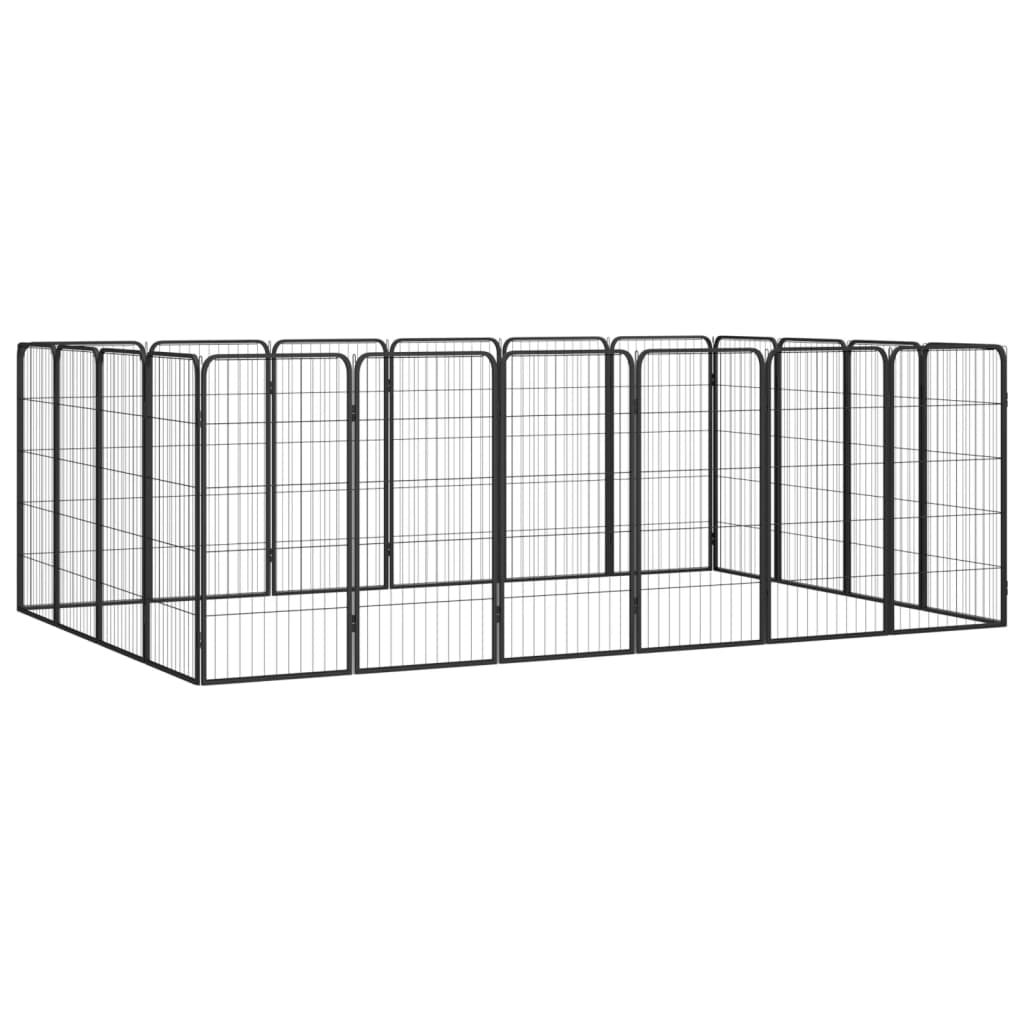 vidaXL Canil com 4 painéis 50x100 cm aço revestido a pó preto