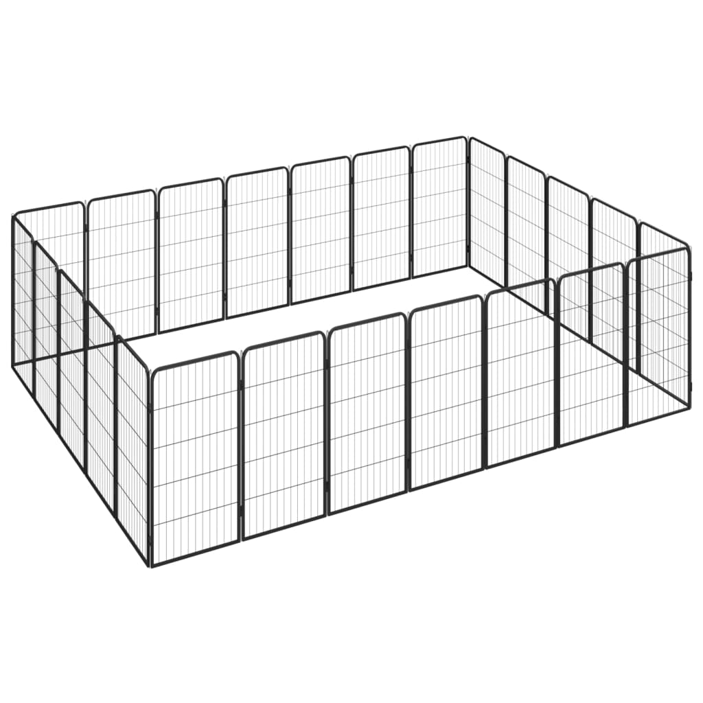 vidaXL Canil com 4 painéis 50x100 cm aço revestido a pó preto