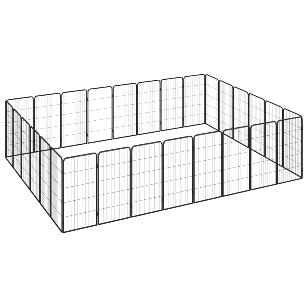 vidaXL Canil com 4 painéis 50x100 cm aço revestido a pó preto