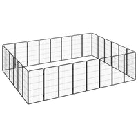 vidaXL Canil com 4 painéis 50x100 cm aço revestido a pó preto