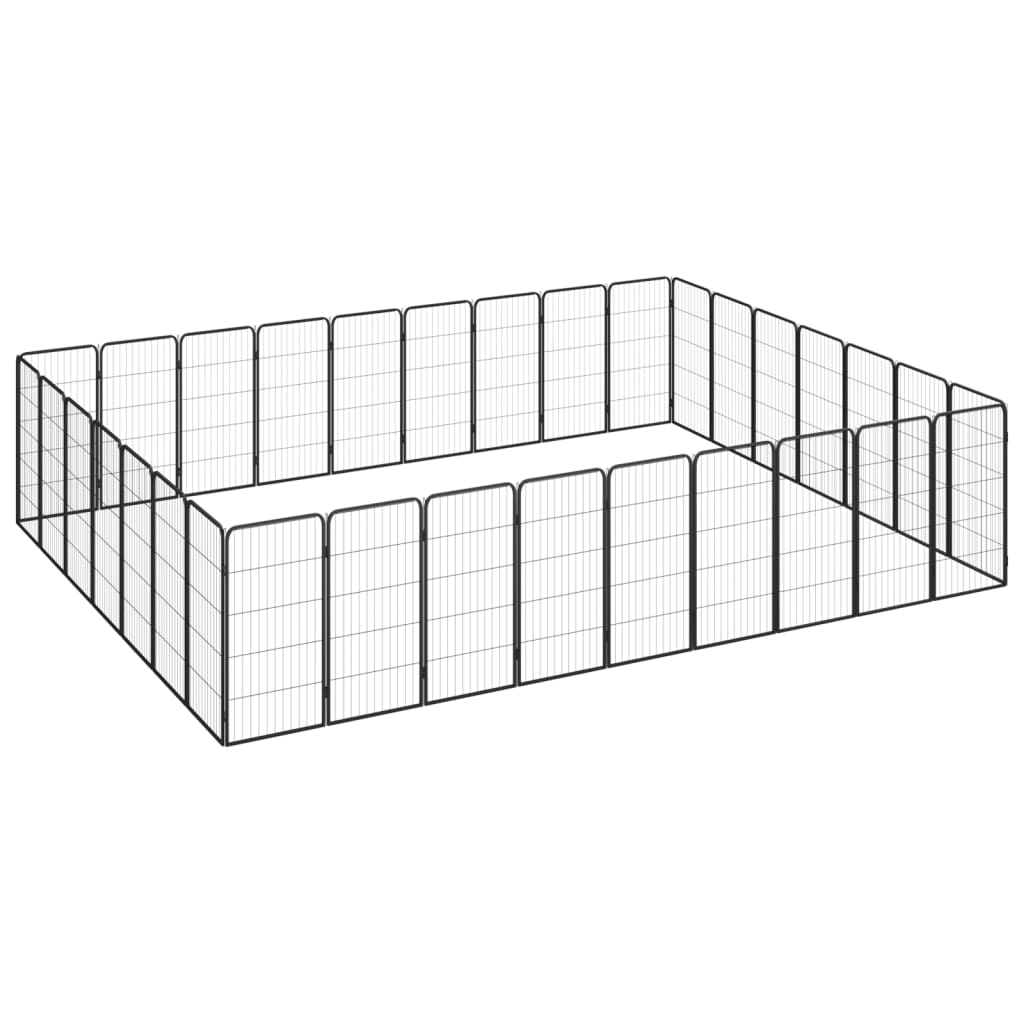 vidaXL Canil com 4 painéis 50x100 cm aço revestido a pó preto