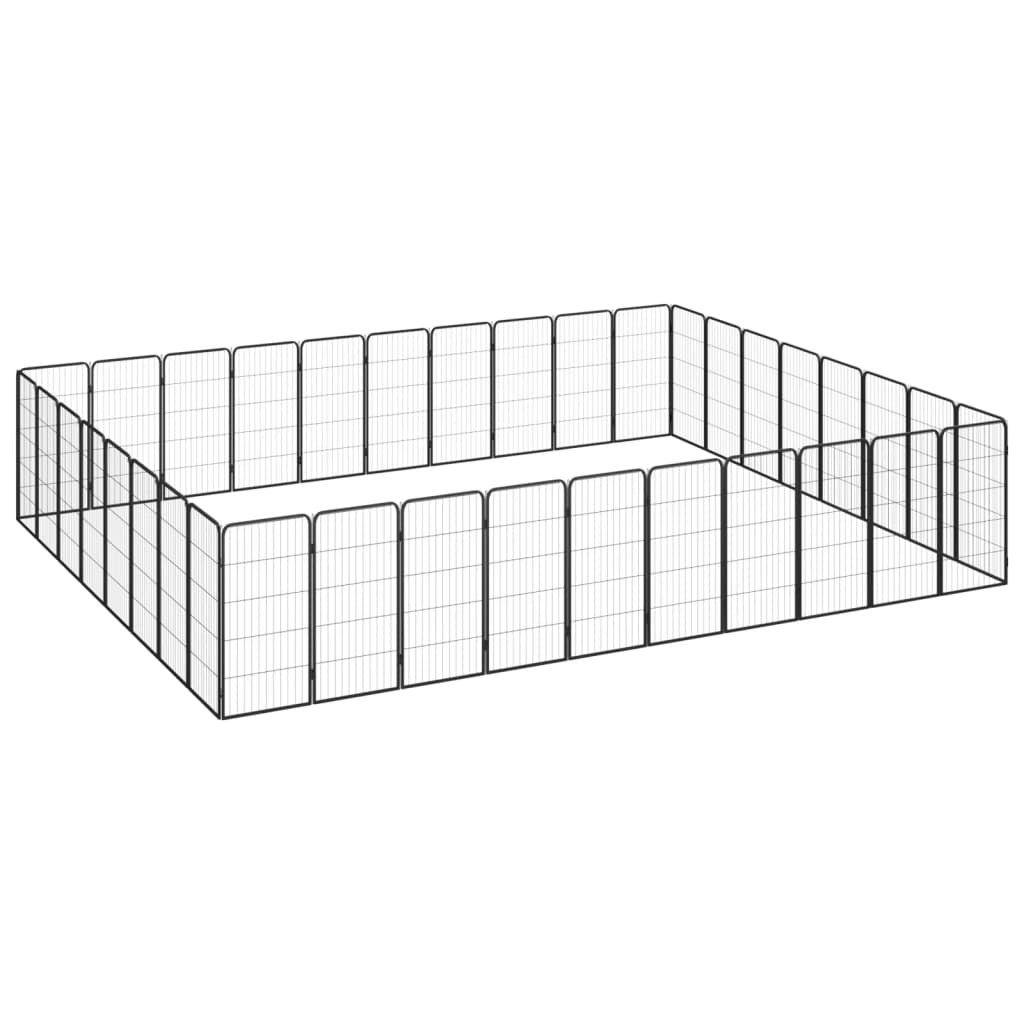 vidaXL Canil com 4 painéis 50x100 cm aço revestido a pó preto