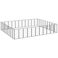 vidaXL Canil com 4 painéis 50x100 cm aço revestido a pó preto