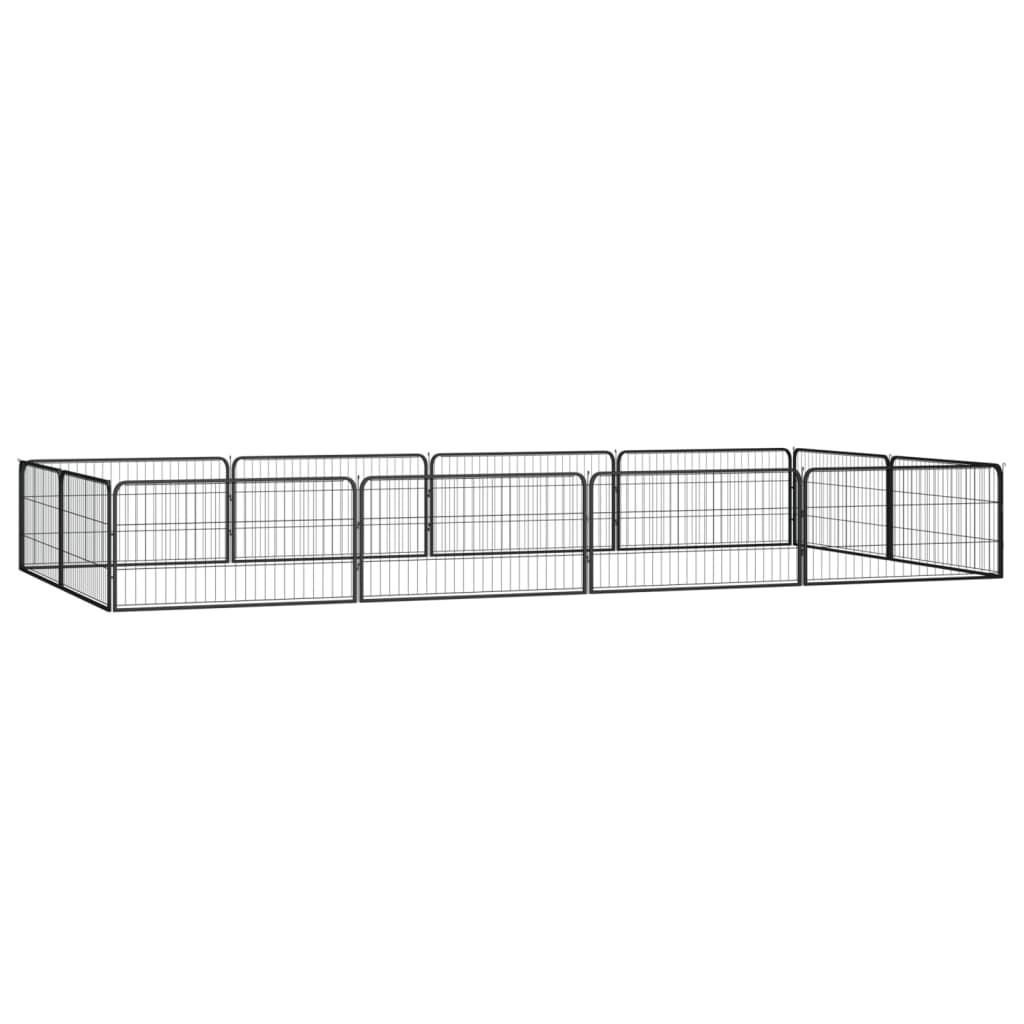 vidaXL Canil com 4 painéis 100x50 cm aço revestido a pó preto