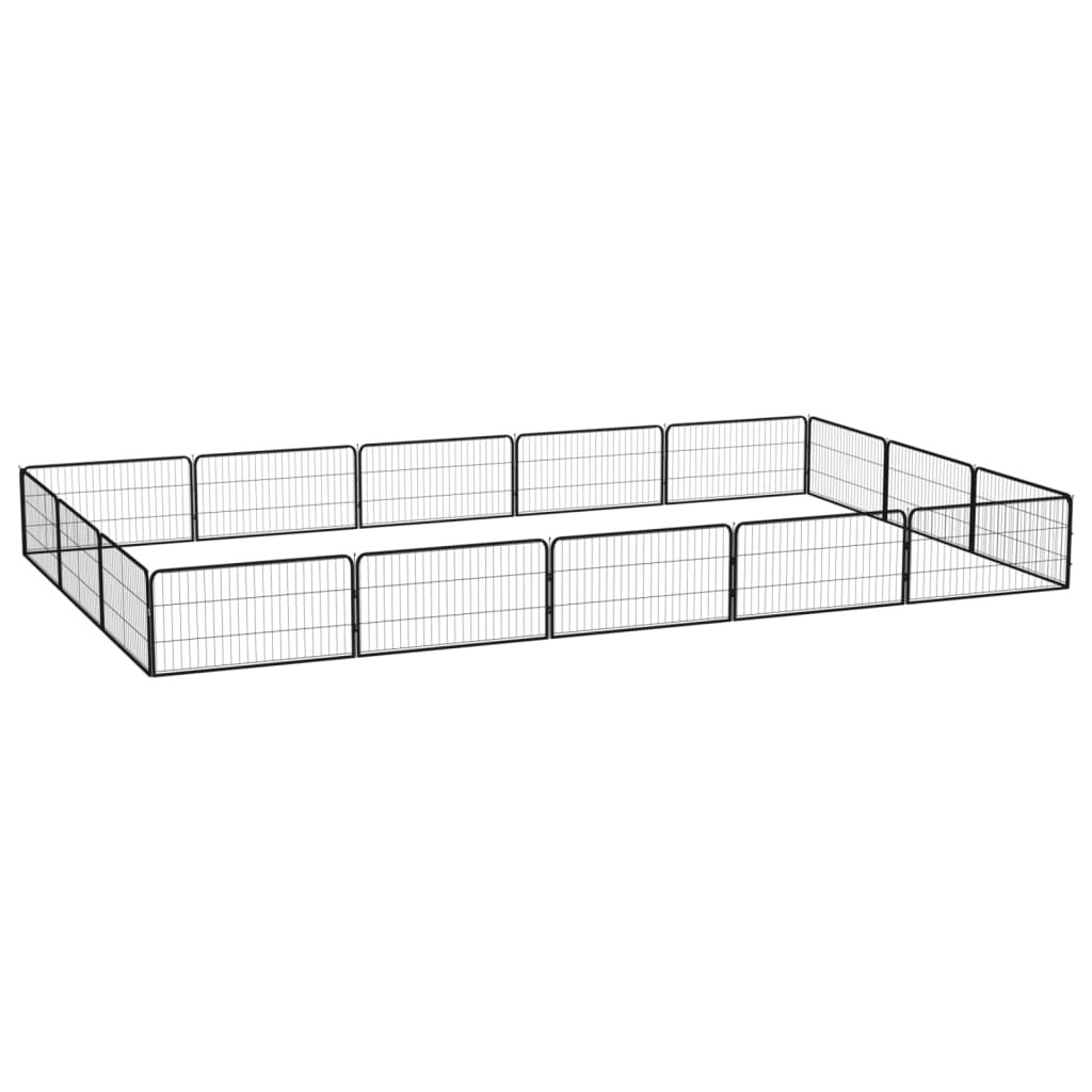 vidaXL Canil com 4 painéis 100x50 cm aço revestido a pó preto
