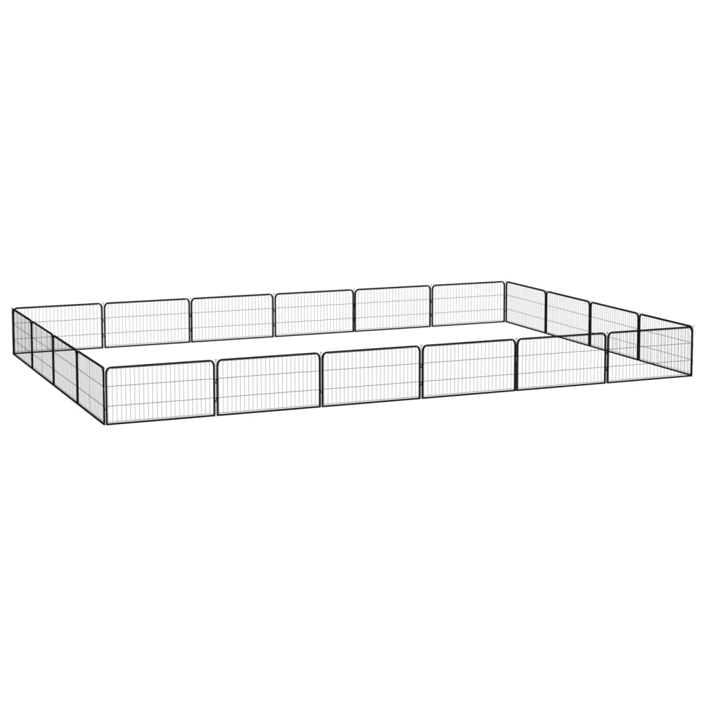 vidaXL Canil com 4 painéis 100x50 cm aço revestido a pó preto