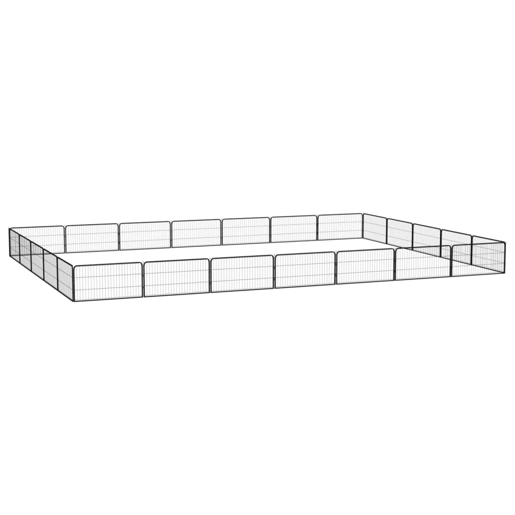 vidaXL Canil com 4 painéis 100x50 cm aço revestido a pó preto