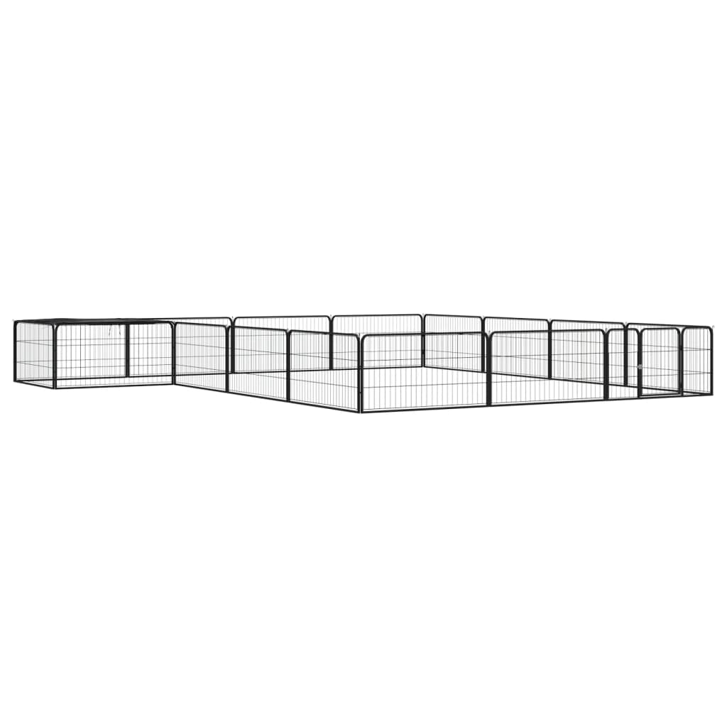 vidaXL Canil com 4 painéis 100x50 cm aço revestido a pó preto