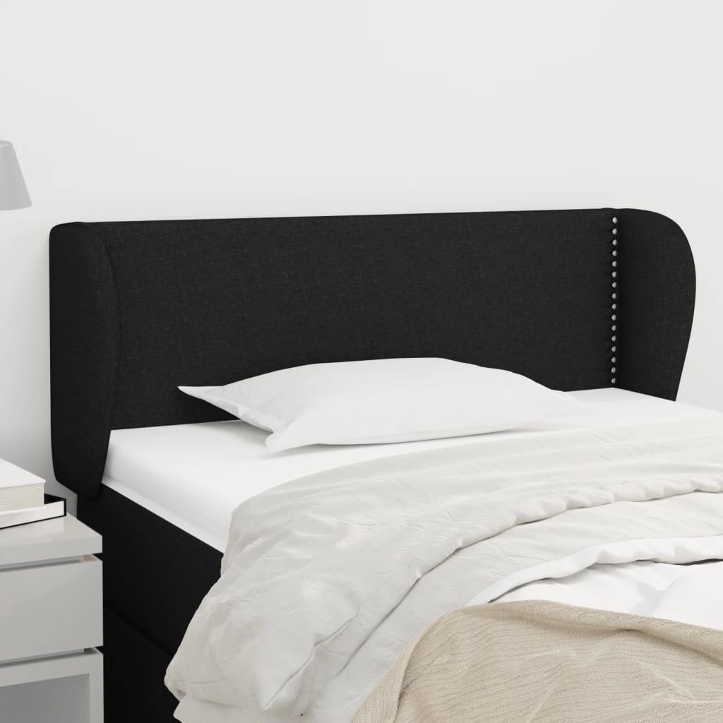 vidaXL Cabeceira de cama c/ abas tecido 83x23x78/88 cm cinzento-claro