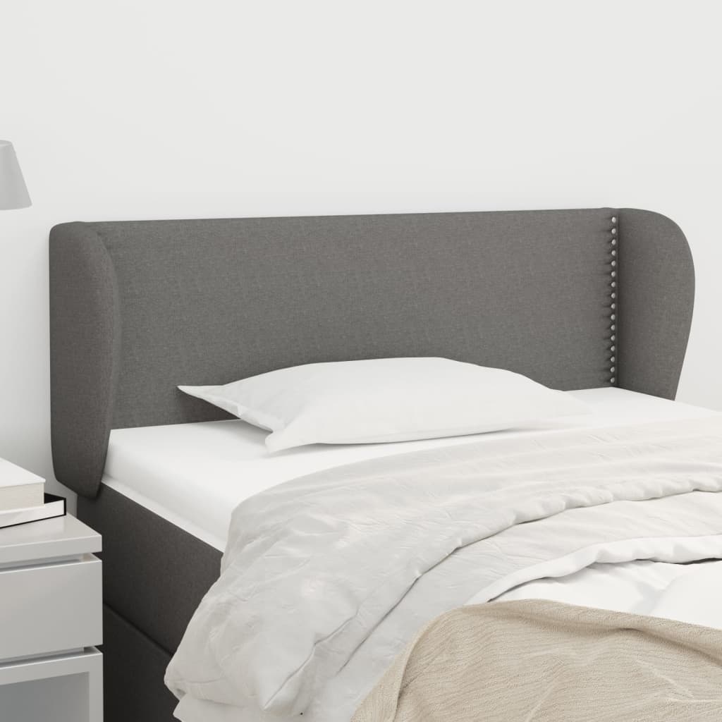 vidaXL Cabeceira de cama c/ abas tecido 83x23x78/88 cm cinzento-claro