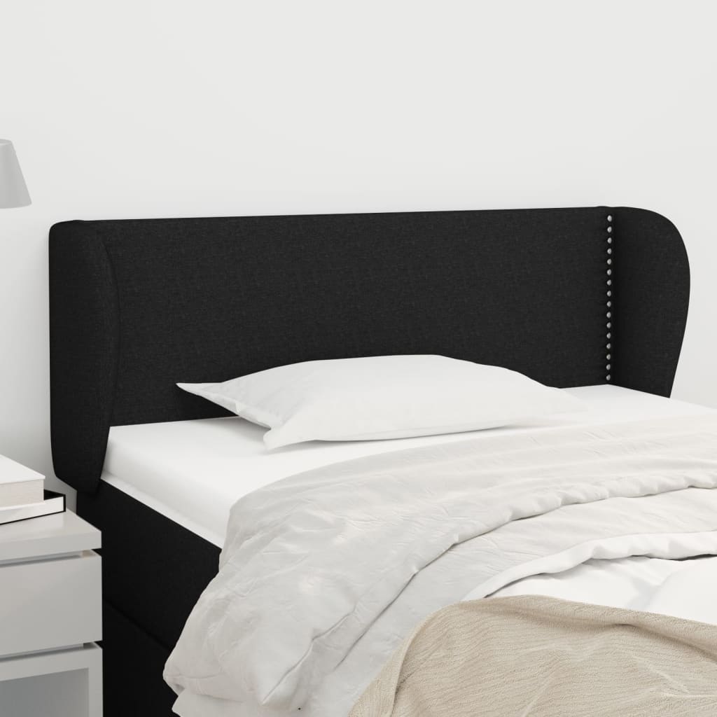 vidaXL Cabeceira de cama c/ abas tecido 83x23x78/88 cm cinzento-claro