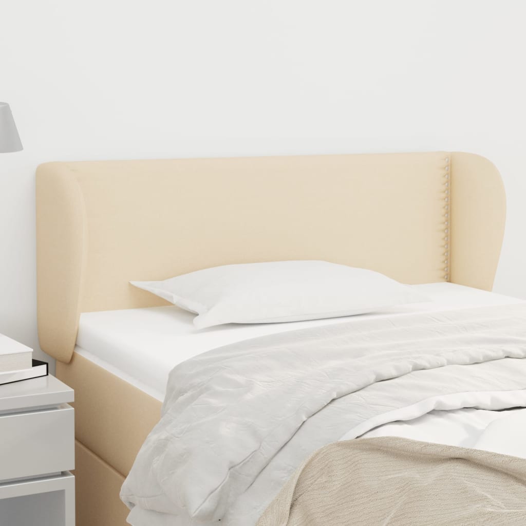 vidaXL Cabeceira de cama c/ abas tecido 83x23x78/88 cm cinzento-claro