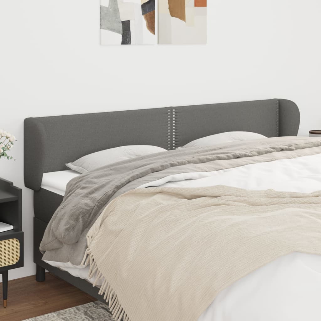 vidaXL Cabeceira de cama c/ abas tecido 83x23x78/88 cm cinzento-claro