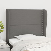 vidaXL Cabeceira de cama c/ abas tecido 83x23x78/88 cm cinzento-claro