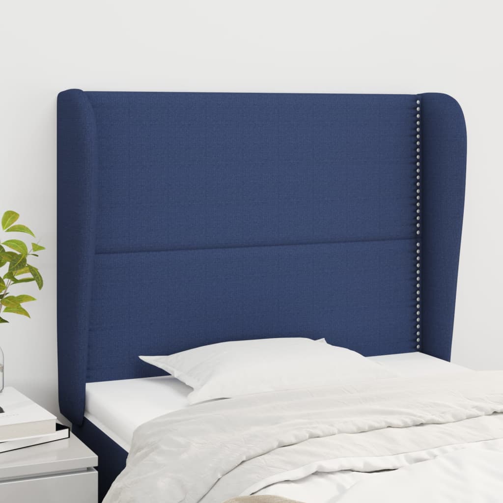 vidaXL Cabeceira de cama c/ abas tecido 83x23x78/88 cm cinzento-claro