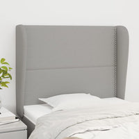 vidaXL Cabeceira de cama c/ abas tecido 83x23x78/88 cm cinzento-claro