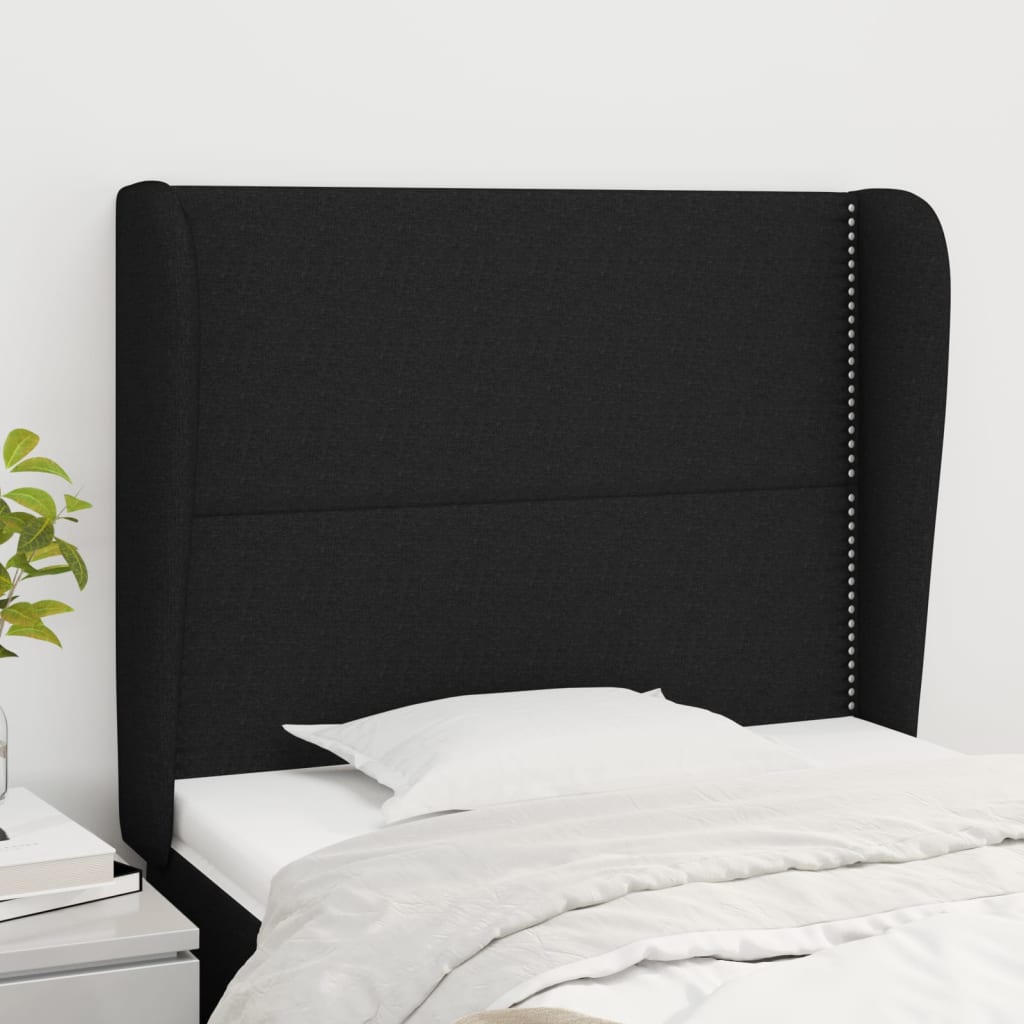 vidaXL Cabeceira de cama c/ abas tecido 83x23x78/88 cm cinzento-claro