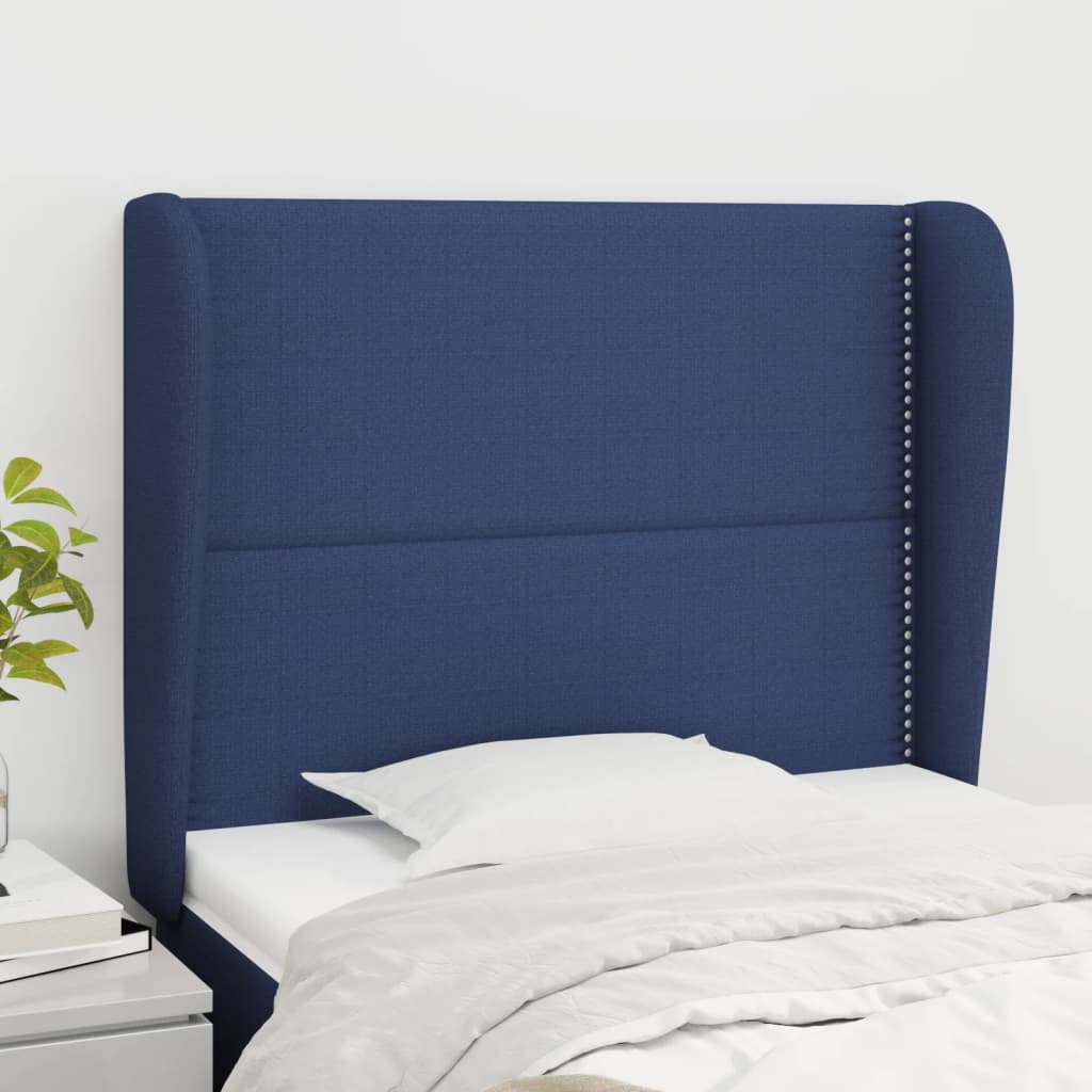 vidaXL Cabeceira de cama c/ abas tecido 83x23x78/88 cm cinzento-claro