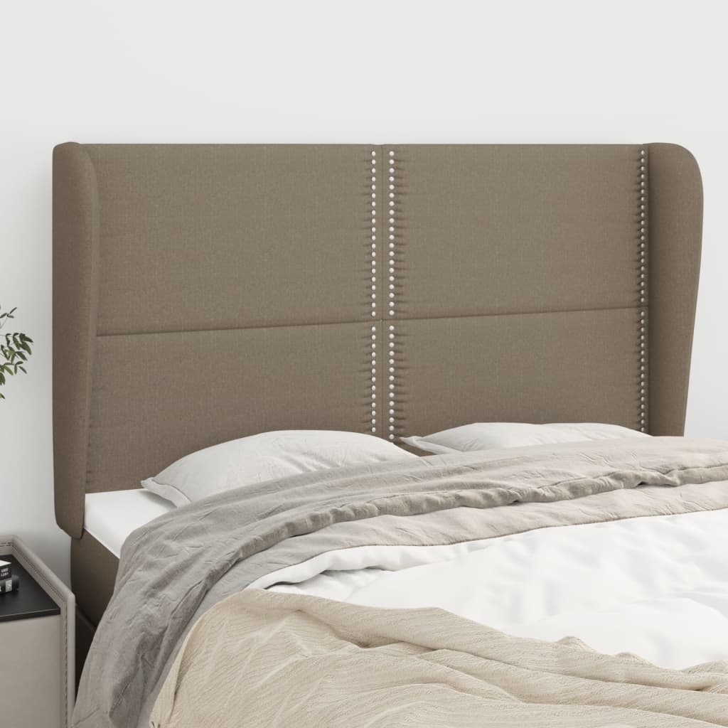 vidaXL Cabeceira de cama c/ abas tecido 83x23x78/88 cm cinzento-claro