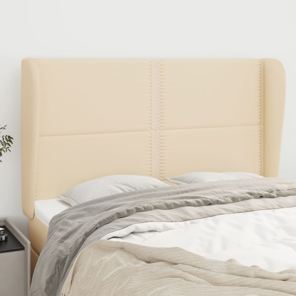 vidaXL Cabeceira de cama c/ abas tecido 83x23x78/88 cm cinzento-claro