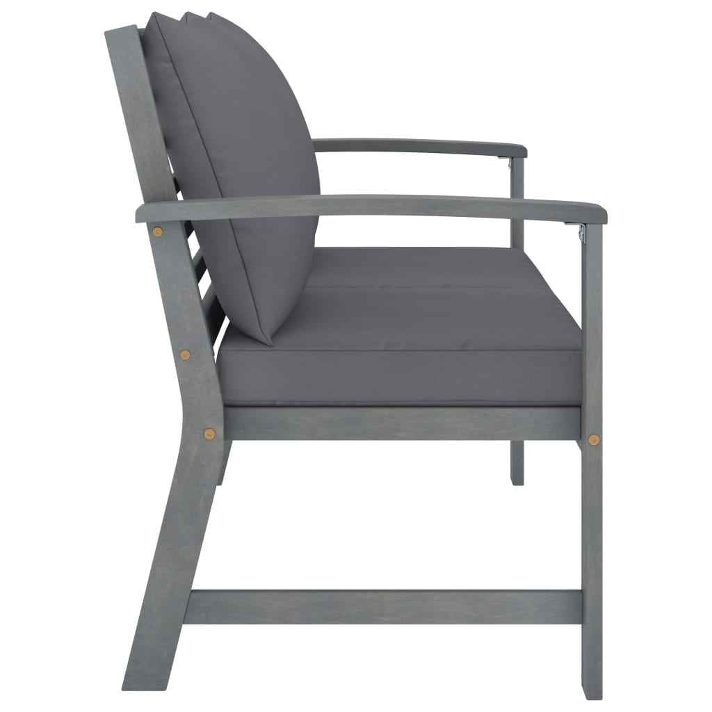 vidaXL Banco jardim 120 cm com almofadão cor creme acácia maciça