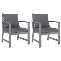 vidaXL Cadeiras jardim 2 pcs c/ almofadões cinza-escuro acácia maciça
